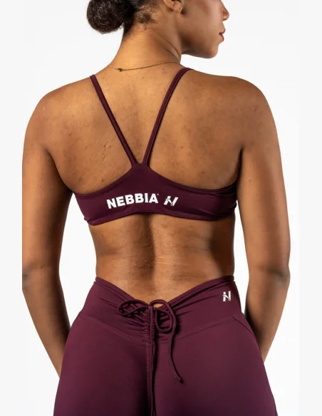 NEBBIA • NEBBIA Medium Support Sports Bra TWIST-KNOT burgundy • Nebshop.cz