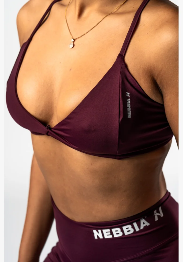 NEBBIA • NEBBIA Medium Support Sports Bra TWIST-KNOT burgundy • Nebshop.cz