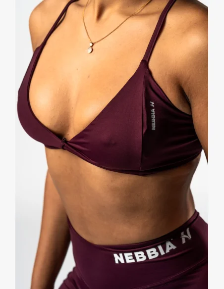 NEBBIA • NEBBIA Medium Support Sports Bra TWIST-KNOT burgundy • Nebshop.cz