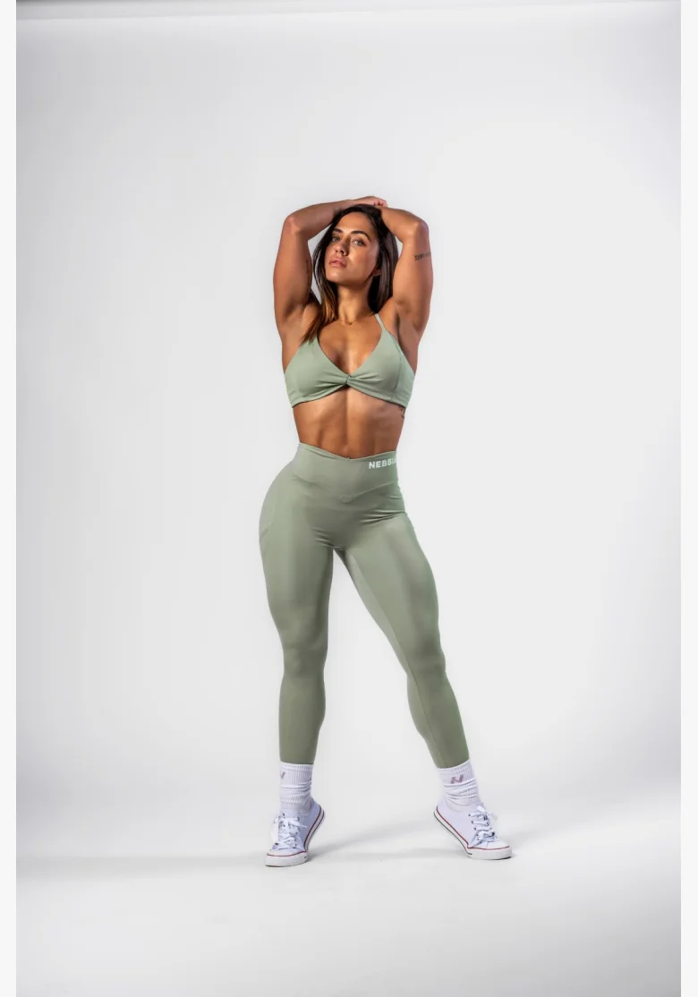 NEBBIA • NEBBIA Sports bra with medium support TWIST-KNOT light green • Nebshop.cz