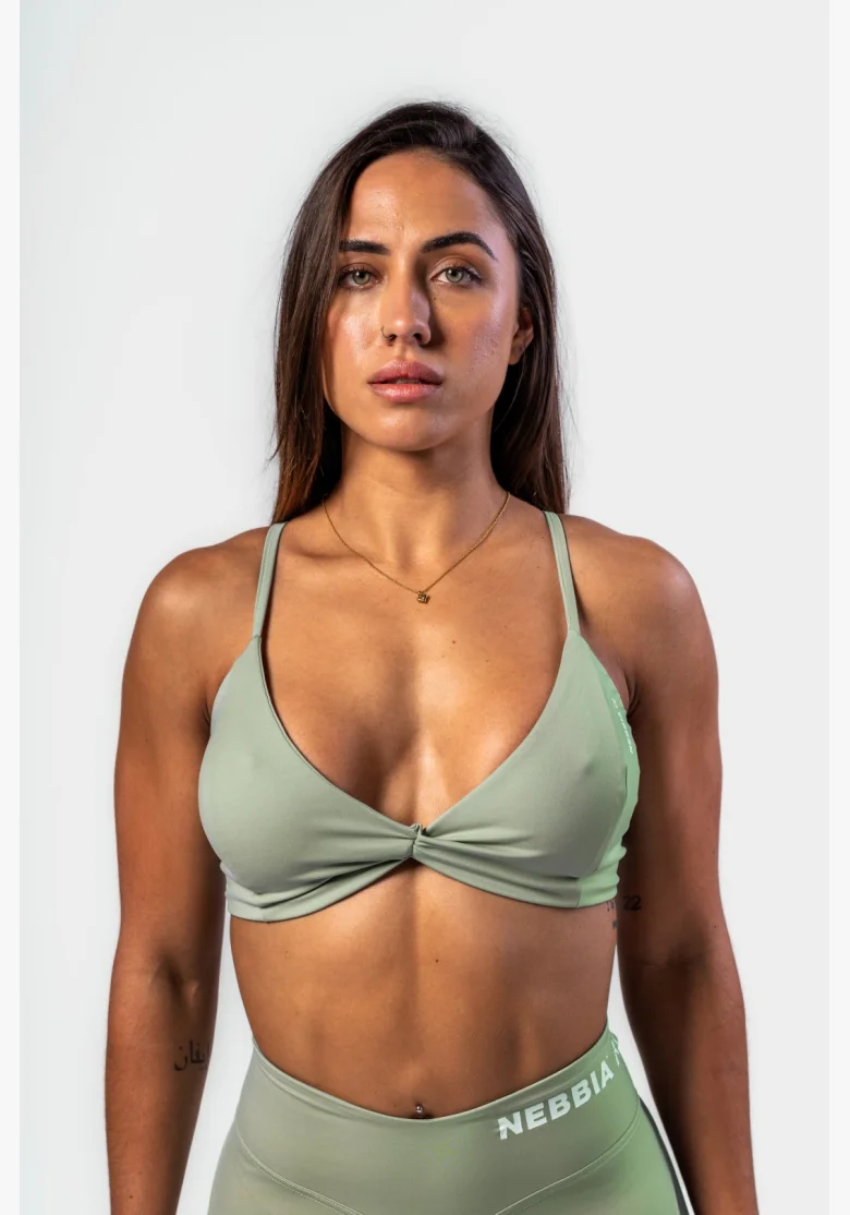 NEBBIA • NEBBIA Sports bra with medium support TWIST-KNOT light green • Nebshop.cz