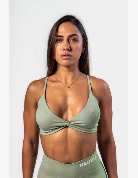 NEBBIA • NEBBIA Sports bra with medium support TWIST-KNOT light green • Nebshop.cz