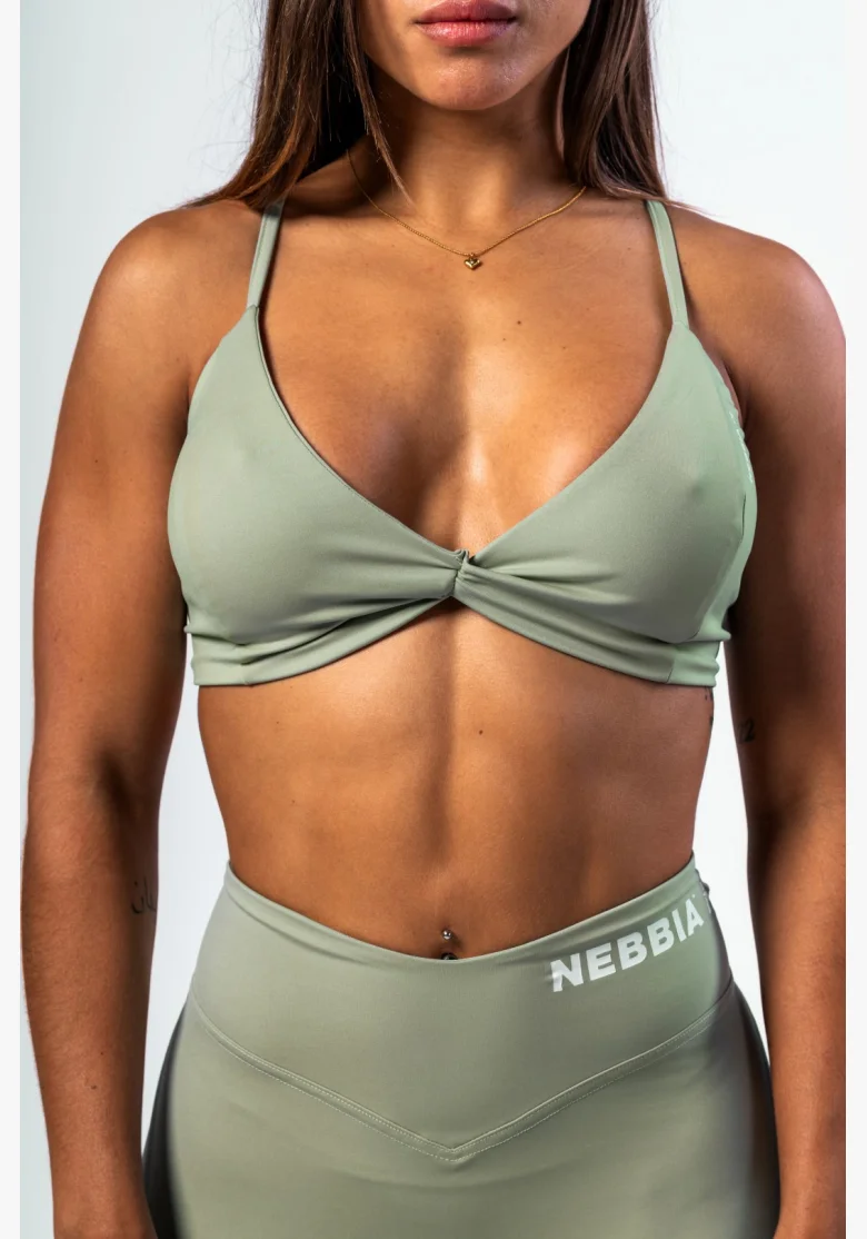 NEBBIA • NEBBIA Sports bra with medium support TWIST-KNOT light green • Nebshop.cz