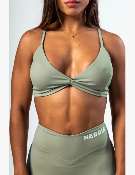 NEBBIA • NEBBIA Sports bra with medium support TWIST-KNOT light green • Nebshop.cz