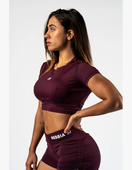 NEBBIA • NEBBIA Open-back crop top STRONG BEAUTY burgundy • Nebshop.cz