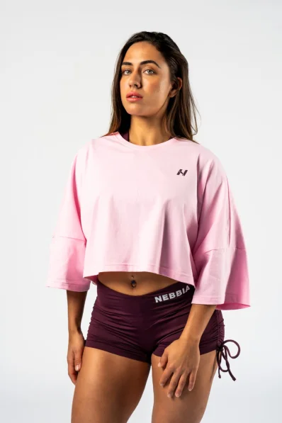 NEBBIA • NEBBIA Oversized crop t-shirt JUST FLOW pink • Nebshop.cz 2