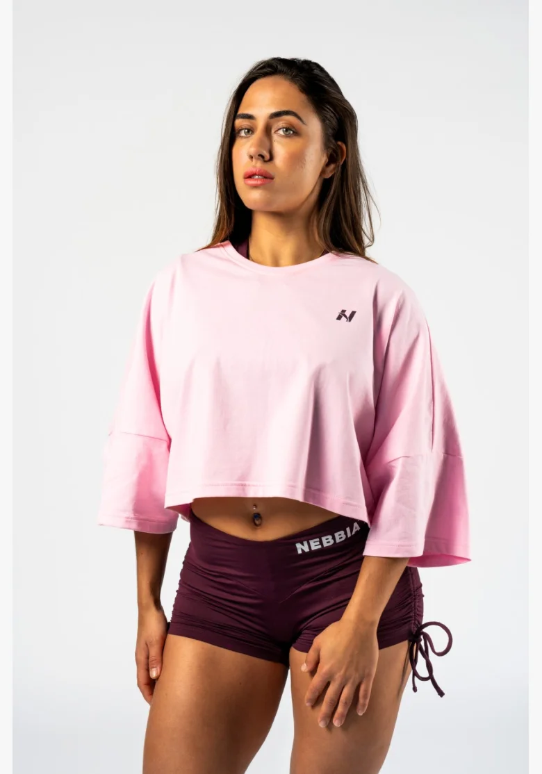 NEBBIA • NEBBIA Oversized crop t-shirt JUST FLOW pink • Nebshop.cz