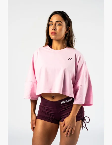 NEBBIA • NEBBIA Oversized crop t-shirt JUST FLOW pink • Nebshop.cz