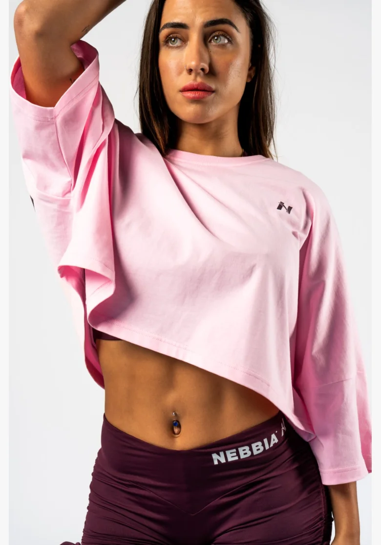 NEBBIA • NEBBIA Oversized crop t-shirt JUST FLOW pink • Nebshop.cz