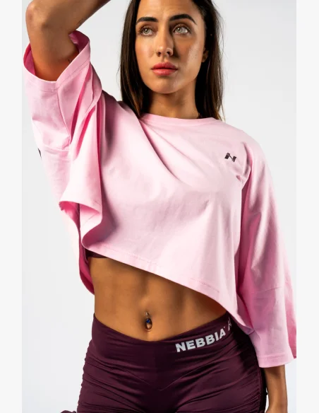 NEBBIA • NEBBIA Oversized crop t-shirt JUST FLOW pink • Nebshop.cz