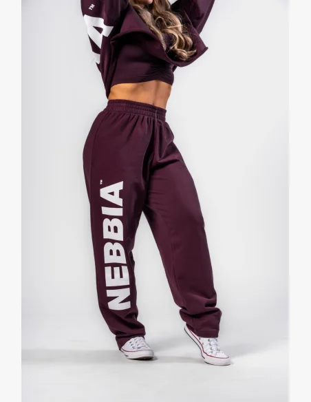 NEBBIA • NEBBIA Loose baggy sweatpants BOYFRIEND STYLE burgundy • Nebshop.com