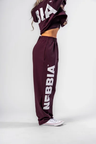 NEBBIA • NEBBIA Loose baggy sweatpants BOYFRIEND STYLE burgundy • Nebshop.com 2