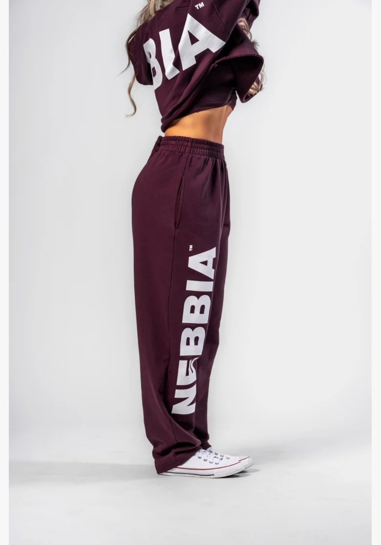 NEBBIA • NEBBIA Loose baggy sweatpants BOYFRIEND STYLE burgundy • Nebshop.com