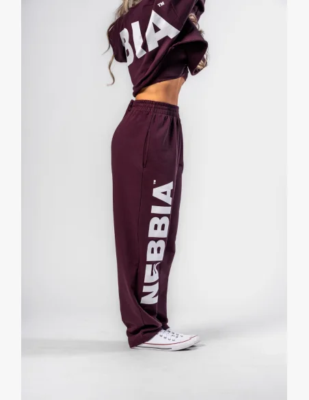 NEBBIA • NEBBIA Loose baggy sweatpants BOYFRIEND STYLE burgundy • Nebshop.com