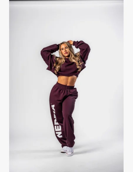 NEBBIA • NEBBIA Loose baggy sweatpants BOYFRIEND STYLE burgundy • Nebshop.com