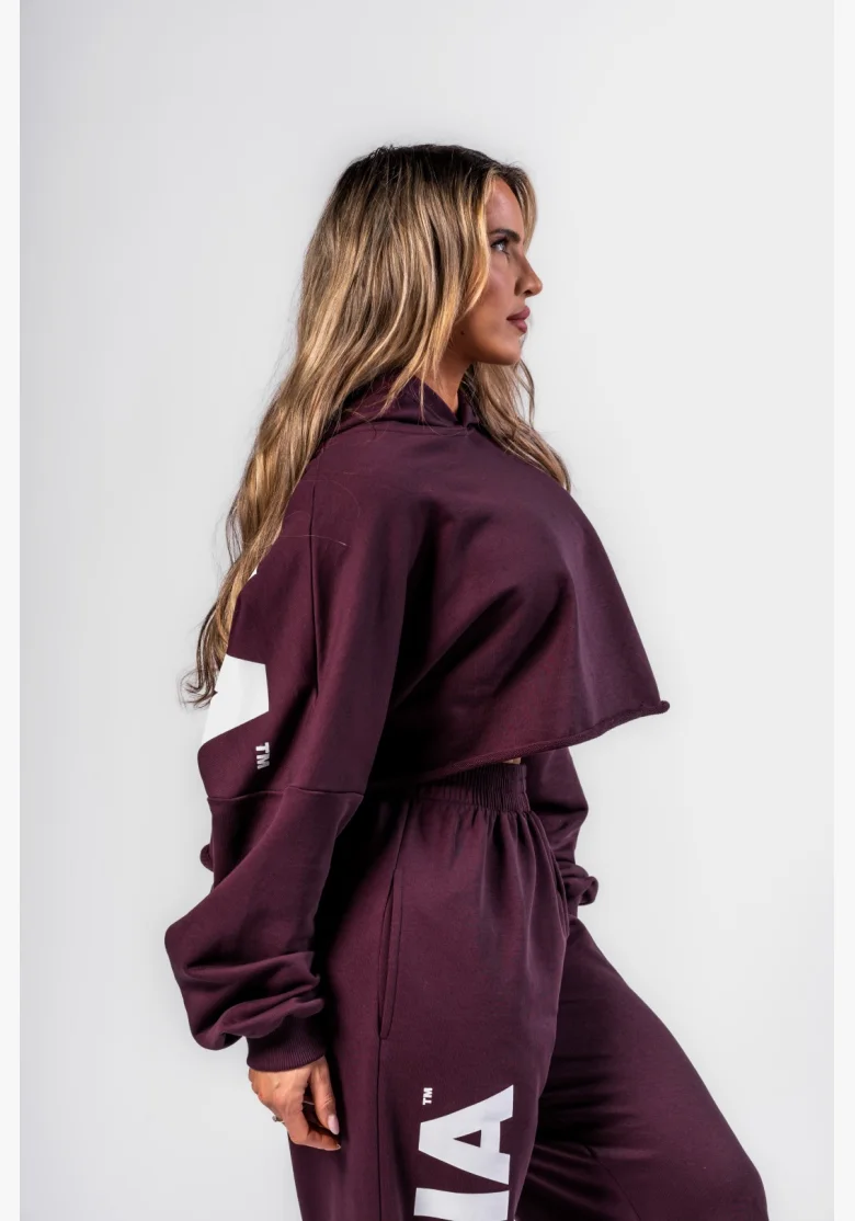 NEBBIA • NEBBIA Oversized hoodie with hood OWN YOUR POWER burgundy • Nebshop.cz