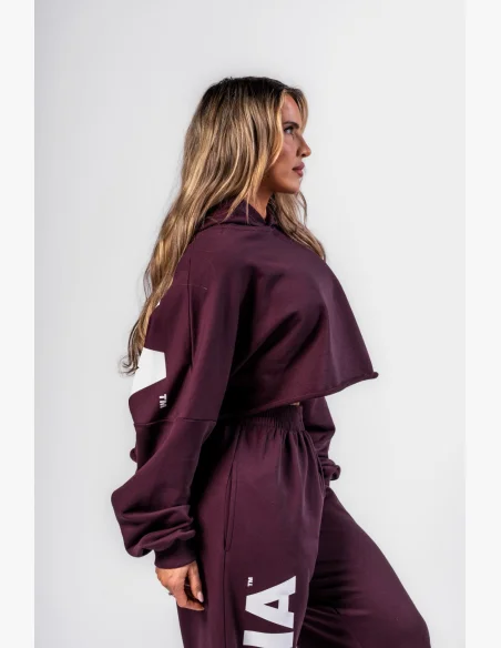 NEBBIA • NEBBIA Oversized hoodie with hood OWN YOUR POWER burgundy • Nebshop.cz