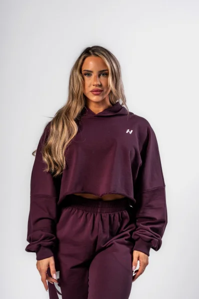 NEBBIA • NEBBIA Oversized hoodie with hood OWN YOUR POWER burgundy • Nebshop.cz