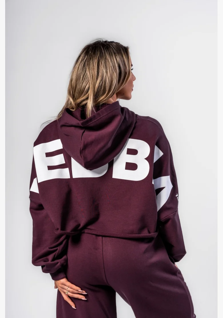 NEBBIA • NEBBIA Oversized hoodie with hood OWN YOUR POWER burgundy • Nebshop.cz