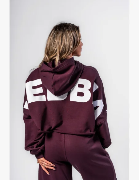 NEBBIA • NEBBIA Oversized hoodie with hood OWN YOUR POWER burgundy • Nebshop.cz
