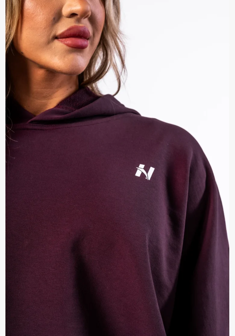 NEBBIA • NEBBIA Oversized hoodie with hood OWN YOUR POWER burgundy • Nebshop.cz