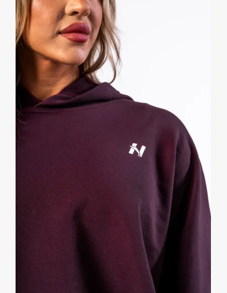 NEBBIA • NEBBIA Oversized hoodie with hood OWN YOUR POWER burgundy • Nebshop.cz