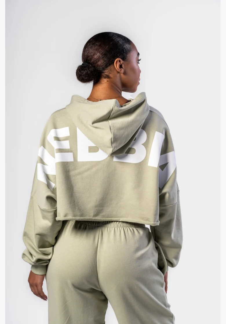 NEBBIA • NEBBIA Oversized hoodie with hood OWN YOUR POWER light green • Nebshop.com