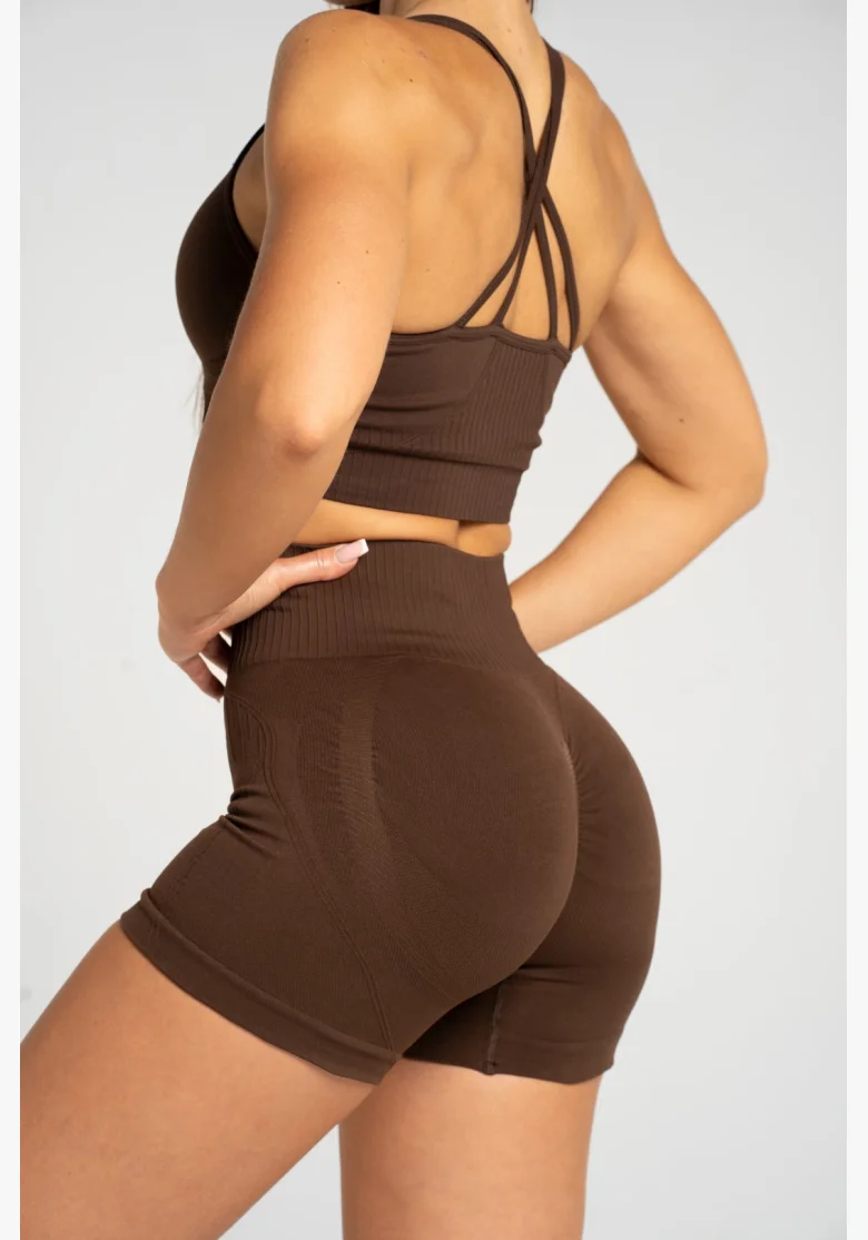 Gym Glamour Push Up Shorts 2.0 Dark Chocolate • NebShop