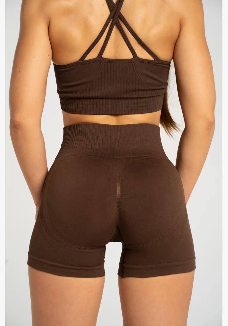 Gym Glamour Push Up Shorts 2.0 Dark Chocolate • NebShop