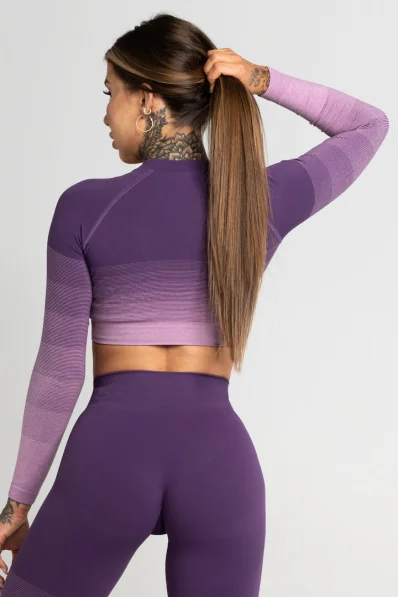 GYM GLAMOUR • Gym Glamour Long Sleeve Crop Top Violet Ombre • NebShop 2