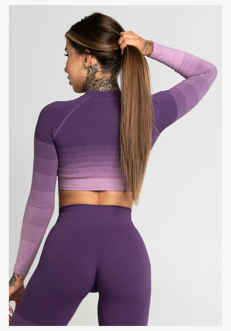 GYM GLAMOUR • Gym Glamour Long Sleeve Crop Top Violet Ombre • NebShop