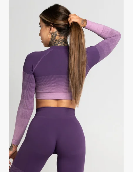 GYM GLAMOUR • Gym Glamour Long Sleeve Crop Top Violet Ombre • NebShop