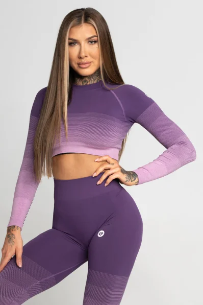 GYM GLAMOUR • Gym Glamour Long Sleeve Crop Top Violet Ombre • NebShop