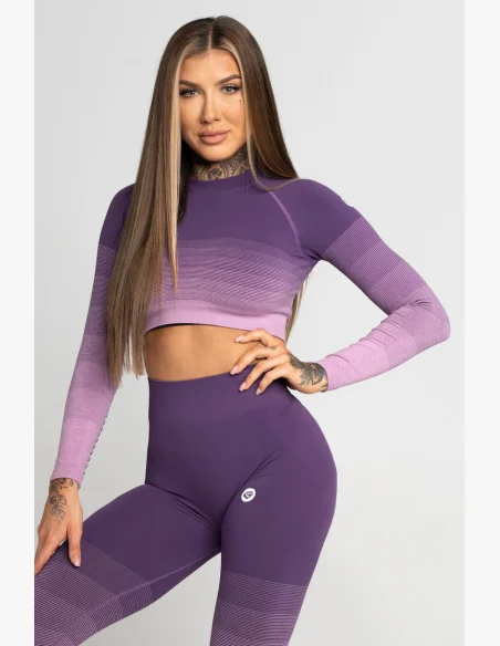 GYM GLAMOUR • Gym Glamour Long Sleeve Crop Top Violet Ombre • NebShop