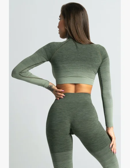 GYM GLAMOUR • Gym Glamour Long Sleeve Crop-Top Khaki • NebShop