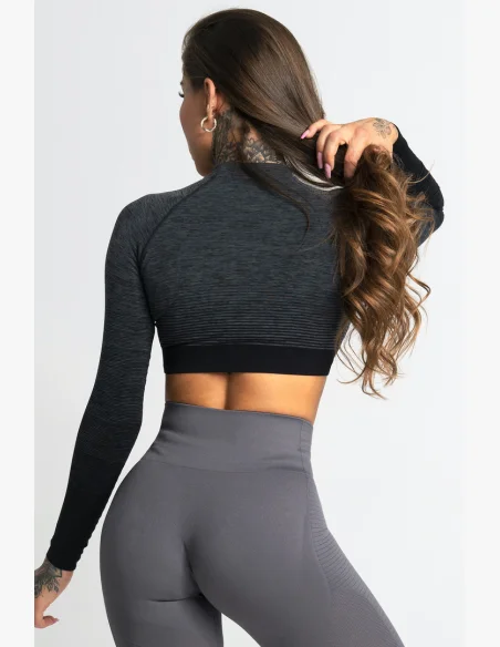 GYM GLAMOUR • Gym Glamour Long Sleeve Crop Top Grey • NebShop