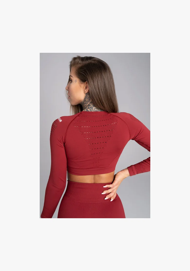 GYM GLAMOUR • Gym Glamour Long Sleeve Crop Top Burgundy • NebShop