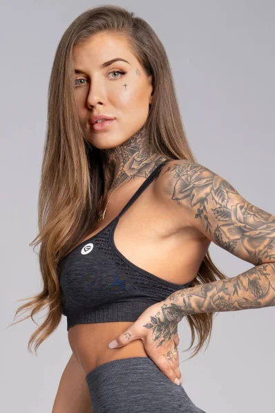 GYM GLAMOUR • Gym Glamour Fitness Bra Seamless Grey Melange • NebShop 2