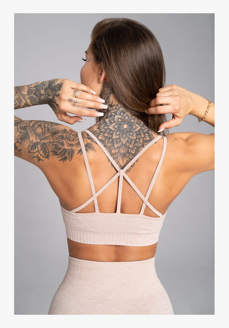 GYM GLAMOUR • Gym Glamour Fitness Bra Seamless Beige Melange • NebShop