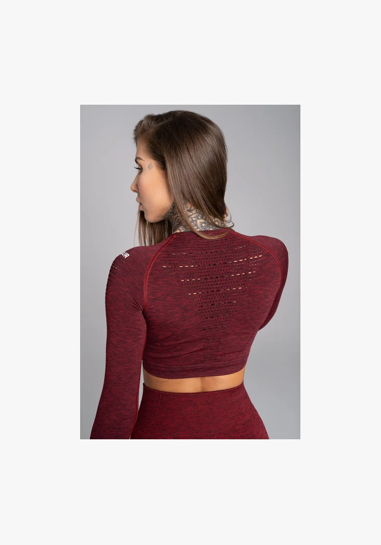 GYM GLAMOUR • Gym Glamour Crop top with long sleeves Burgundy Melange • NebShop