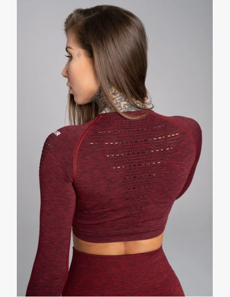 GYM GLAMOUR • Gym Glamour Crop top with long sleeves Burgundy Melange • NebShop