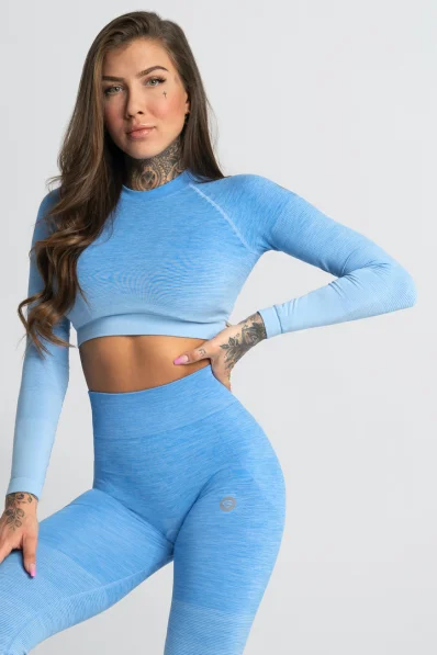 GYM GLAMOUR • Gym Glamour Long Sleeve Crop-Top Blue • NebShop