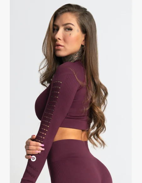 GYM GLAMOUR • Gym Glamour Long Sleeve Crop Top Dark Berry • NebShop