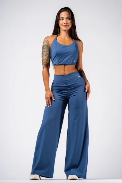 NEBBIA Deni x NEBBIA Flared high-waisted pants blue