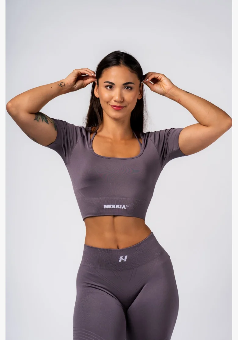 NEBBIA Shaping Seamless Crop Top FLOW SEAMLESS gray