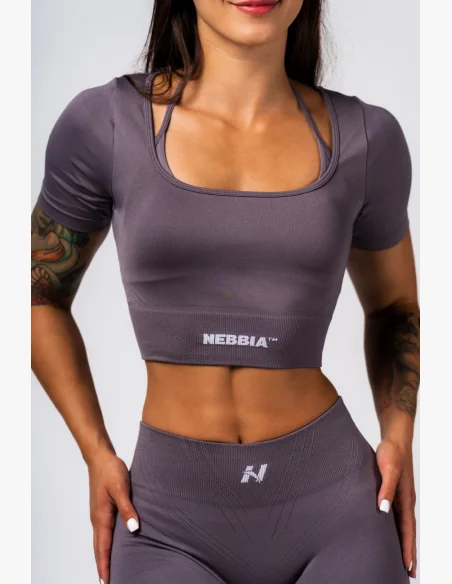 NEBBIA Shaping Seamless Crop Top FLOW SEAMLESS gray