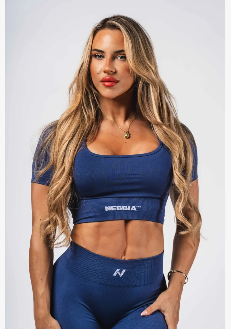 NEBBIA Shaping Seamless Crop Top FLOW SEAMLESS blue