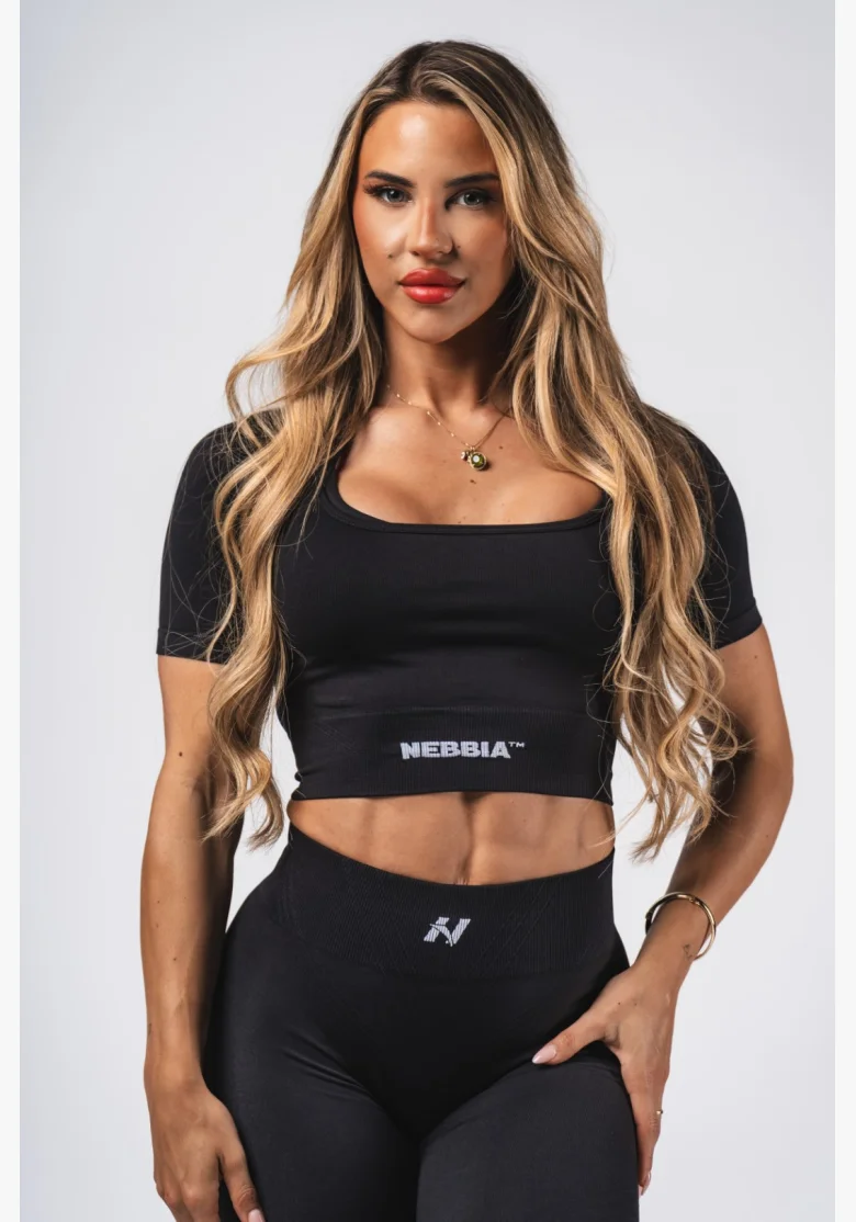 NEBBIA Shaping Seamless Crop Top FLOW SEAMLESS black