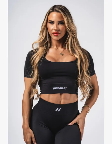 NEBBIA Shaping Seamless Crop Top FLOW SEAMLESS black