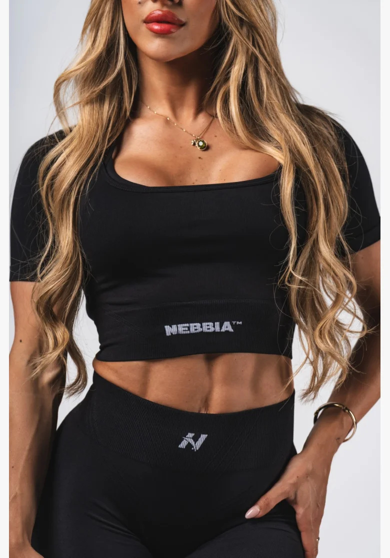 NEBBIA Shaping Seamless Crop Top FLOW SEAMLESS black